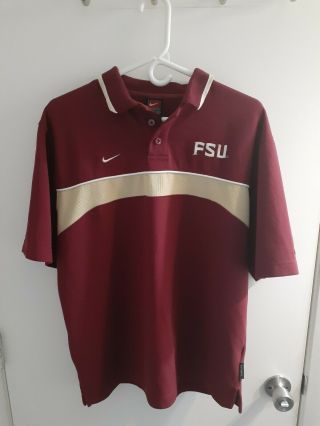 Nike Florida State Seminoles Polo Shirt Adult Medium Maroon Gold Fsu Football
