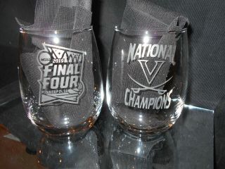2019 Final Four National Champion Virginia Cavaliers Etched Wine Glasses Stemles
