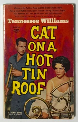 Cat On A Hot Tin Roof 1963 7th Pr Signet Movie Tie - In 8 Pg Photos Liz Taylor Vg,
