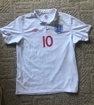 Wayne Rooney 10 Jersey Shirt Umbro England Men Size 42 Large - 3 Lions