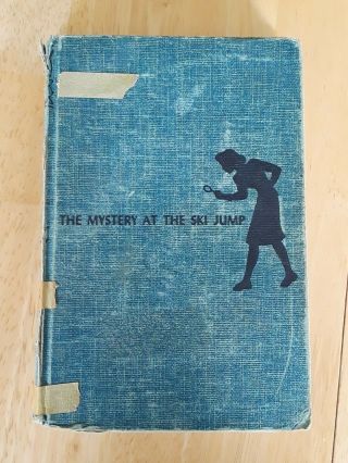 Vintage Nancy Drew Book Mystery At Ski Jump Blue Tweed Cover 1952