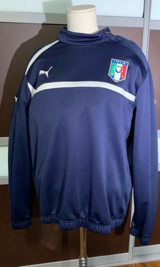Puma Figc Italia Italy Blue Soccer Football Futbal Training Top Uspdry Men Sz L