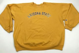 Vintage Champion Arizona State Sun Devils Sweater Size 2xl Xxl Yellow Pullover