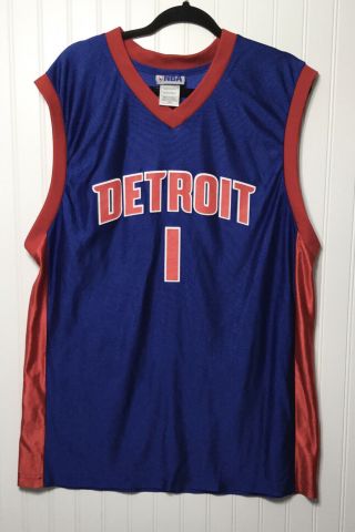 Reebok Chauncey Billups Detroit Pistons 1 Basketball Jersey Nba Blue Mens Large