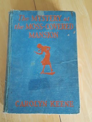 Vintage Nancy Drew Book Mystery At The Moss Covered Mansion Blue Orange Cover