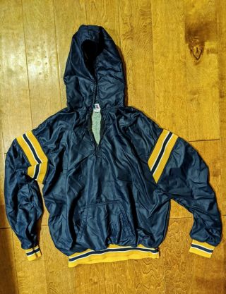Vintage Russell Athletic University Of Michigan Nylon Quarter Zip Xl Jacket