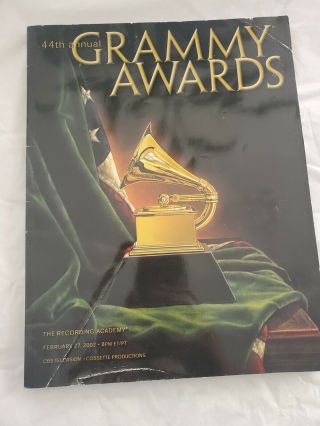 44th Annual Grammy Awards Official Program From The Recording Academy Cbs