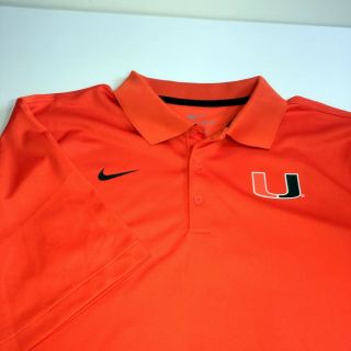 Nike Dri Fit Polo The University Of Miami Hurricanes Sz Xl Orange