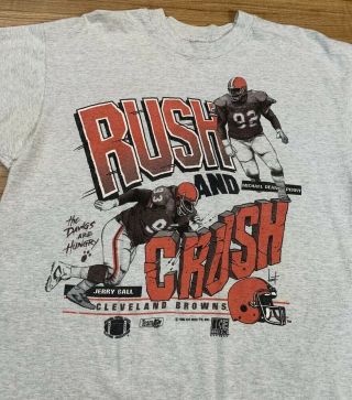 Vintage Cleveland Browns T Shirt Size Xl Graphic Tee Rush & Crush 1993 Vtg