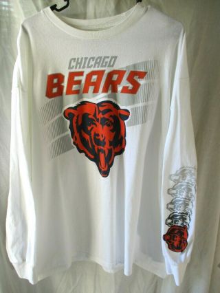 Chicago Bears Long Sleeve Shirt Majestic White Men’s Size 2 Xl - Xxl Nfl