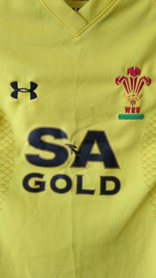 UNDER ARMOUR WRU WALES RUGBY UNION 2008 2009 SHIRT JERSEY SA GOLD YOUTH SIZE M 2