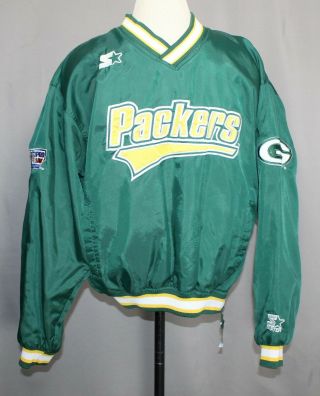 Vtg Starter Pro Line Green Bay Packers Nfl Pullover Jacket Youth Size Large