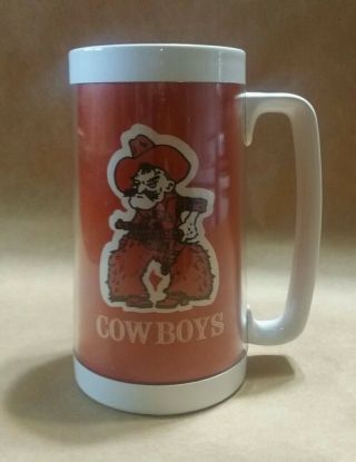 Vintage Oklahoma State Cowboys Pistol Pete Thermo - Serve Insulated Plastic Mug