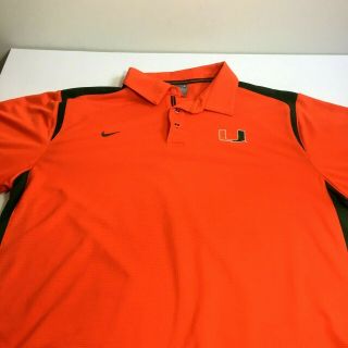 Nike Team Apparel Fit Dry Polo The University Of Miami Hurricanes Sz L Orange