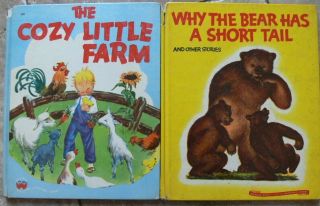 2 Vintage Wonder Books The Cozy Little Farm,  Why The Bear Has A Short Tail