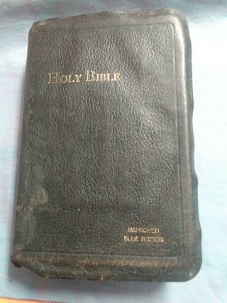 Vintage 1948 Hertel Blue Ribbon Red Ltr Cyclopedic Index Holy Bible Self Pronoun