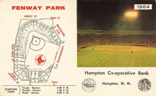 Fenway Park Photo Boston Red Sox 1964 N.  H.  Bank Schedule