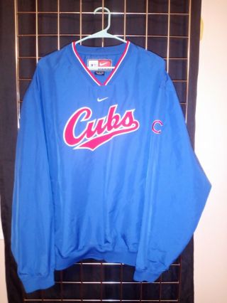 Vintage Nike Chicago Cubs Xl Pullover Jacket Mlb Baseball Warm Up