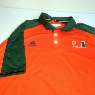 Adidas Climalite Polo The University Of Miami Hurricanes Sz 2xl Orange/green