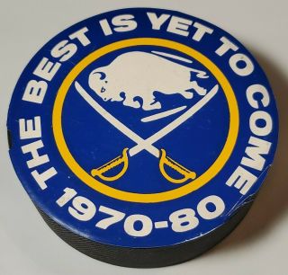 STICKER LOGO 1970 - 80 THE BEST IS YET TO COME BUFFALO SABRES VTG VICEROY PUCK 2