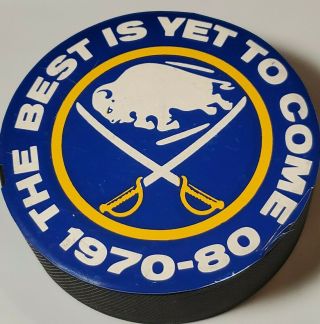 STICKER LOGO 1970 - 80 THE BEST IS YET TO COME BUFFALO SABRES VTG VICEROY PUCK 3