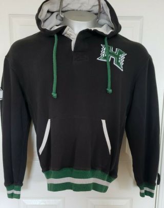 Vtg University Of Hawaii Rainbow Warriors Green Black Hoodie Sweatshirt Mens L
