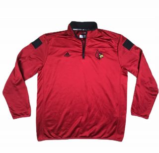 Mens Louisville Cardinals Adidas Climalite Red 1/4 Zip Pullover Size Xl