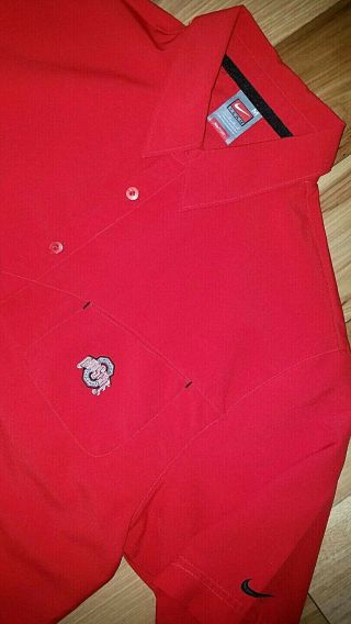 Mens Nike Ohio State Buckeyes Short Sleeve Button Up Shirt Size Medium M