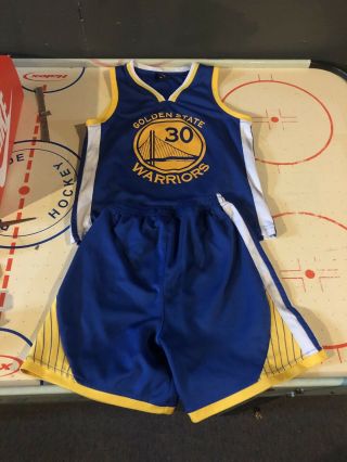 Golden State Warriors Youth Nba Stephen Curry 30 Jersey & Shorts Size Small