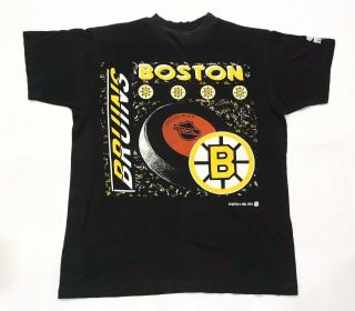 Vintage Starter 1991 Nhl Boston Bruins Hockey T - Shirt Black P/s Size Tee Canada