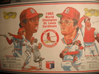 1982 World Champion St Louis Cardinals Placemat Mcgee & Porter Pantera 
