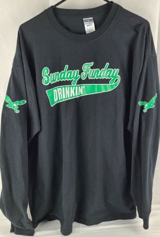 Philadelphia Eagles Sunday Funday Drinkin Long Sleeve T - Shirt Size 2xl