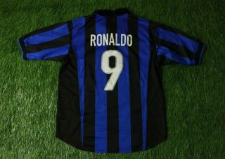 Inter Milan Ronaldo 1998 - 1999 Football Shirt Jersey Home Nike Young Xl