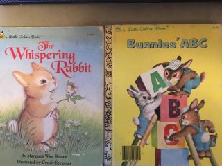 2 Vintage Little Golden Books/the Whispering Rabbit And Bunnies 