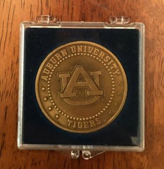 Auburn University Tigers War Eagle.  Vintage 2 - Sided Metal Coin In Matted Case.