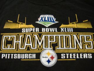 Nfl Pittsburgh Steelers Bowl Xliii (43) Champions Black Graphic Shirt - L
