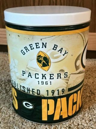 NFL GREEN BAY PACKERS COLLECTIBLE POPCORN TIN 7.  25 