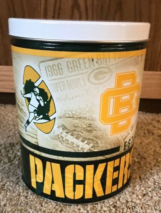 NFL GREEN BAY PACKERS COLLECTIBLE POPCORN TIN 7.  25 