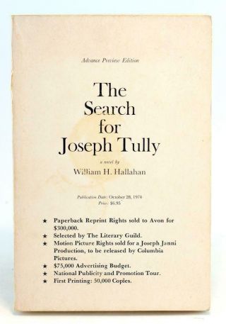 William Hallahan The Search For Joseph Tully Advanced Uncorrected Proof Pb