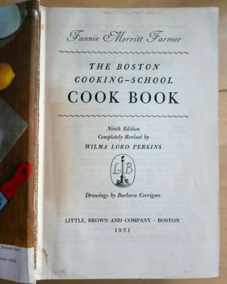 1951,  The Fannie Farmer Cook Book,  Boston Cooking School,  9th Edition 2