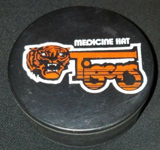 1980s Medicine Hat Tigers Whl Wchl Vintage Czechoslovakia Hockey Puck Major Jr.