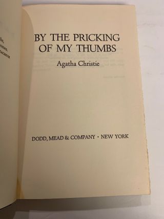 By The Pricking Of My Thumbs Agatha Christie Hardback 1968 Vintage