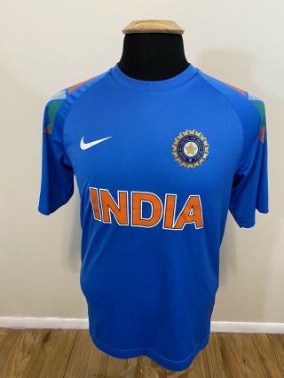 Men’s Nike Dri Fit India Cricket Team Jersey T - Shirt Size Medium Blue