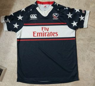 Canterbury Of Zealand Usa Rugby Jersey Fly Emirates Size Xl Navy