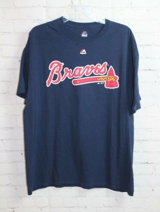 S Majestic Atlanta Braves Cotton Tee T - Shirt Mlb Baseball Greg Maddux 31 Sz Xl