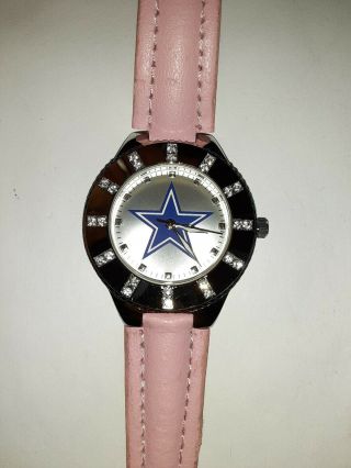 Nfl Dallas Cowboys Quartz Analog Wrist Watch - Game Time Shop Bling Pink Chrome