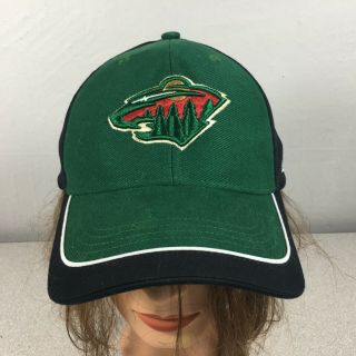 Reebok Nhl Minnesota Wild Hockey Hat Cap Black Green