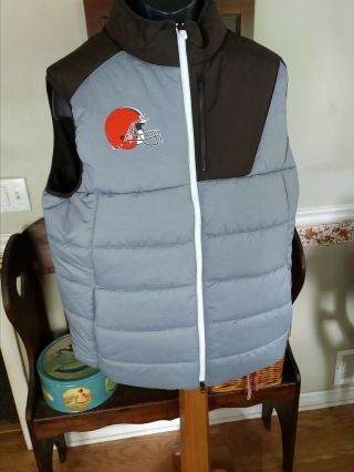 Nike Nfl Onfield Puffer Vest Cleveland Browns Mens Xl Sleeveless Full Zip Winter