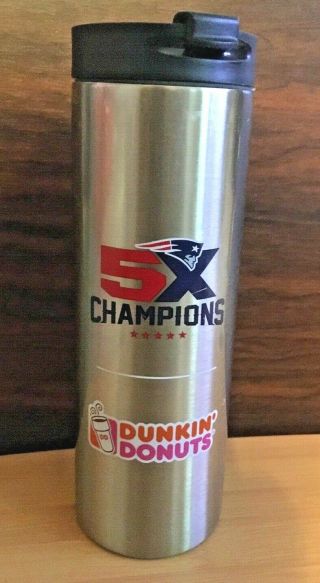 Dunkin Donuts England Patriots Stainless Steel Tumbler Cup With Team Logo