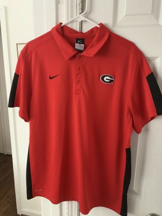Men’s Nike Dri Fit Uga Georgia Bulldogs Golf Polo Shirt Large Red